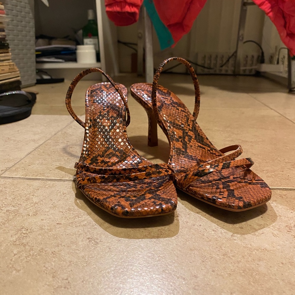 ZARA | Snake Print Strappy Heels